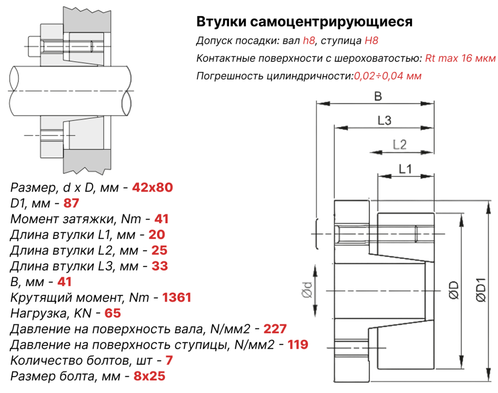 Чертеж втулка зажимная ВК15 42х80